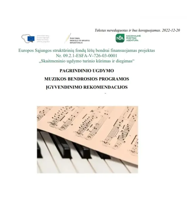 Pagrindinio ugdymo muzikos bendrosios programos įgyvendinimo rekomendacijos