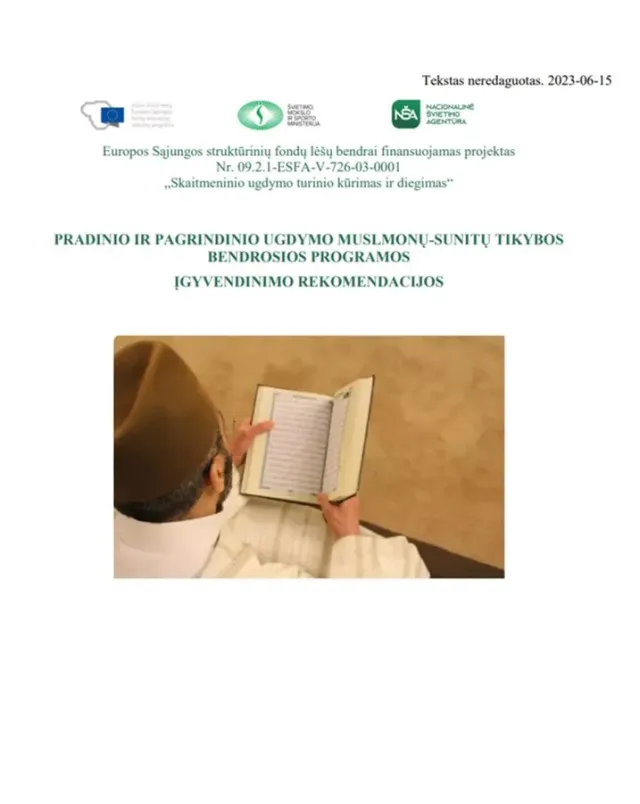 Pradinio ir pagrindinio ugdymo musulmonų-sunitų tikybos bendrosios programos įgyvendinimo rekomendacijos