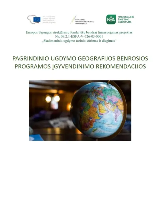 Pagrindinio ugdymo geografijos bendrosios programos įgyvendinimo rekomendacijos