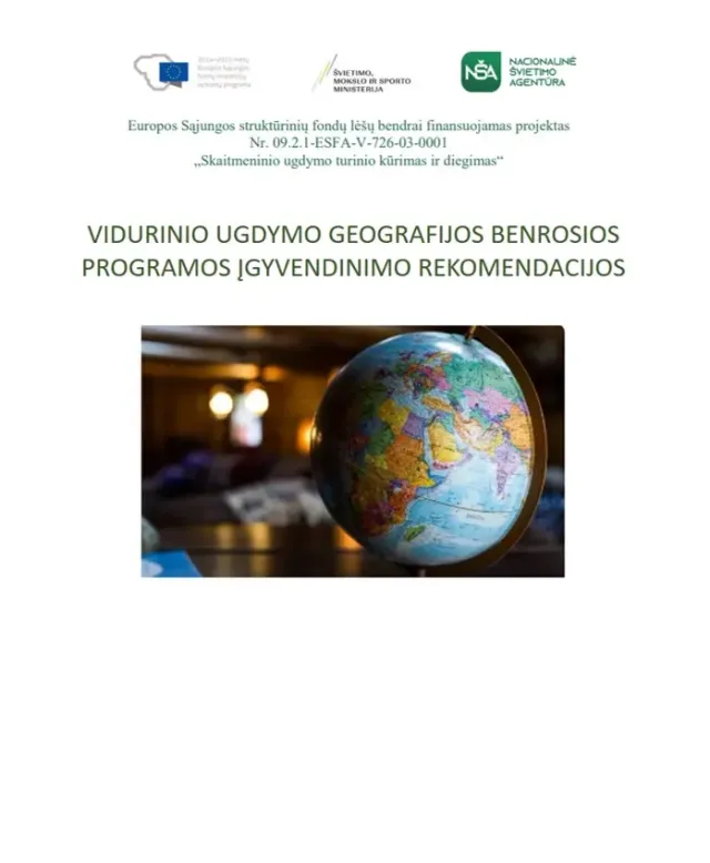 Vidurinio ugdymo geografijos bendrosios programos įgyvendinimo rekomendacijos